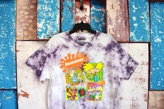 Unisex Nickelodeon Nick Toons Tie Dye Graphic Print T-Shirt LARGE Purple NEW
