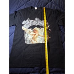 Emotion Angel Cherub Graphic T-Shirt Mens Medium Black Streetwear Y2K Cupid Tee
