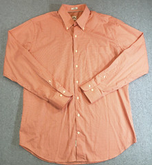 Peter Millar Crown Finish Button Down Shirt Mens Orange White Micro Check Size L
