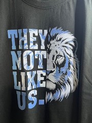 Lion Graphic Black T-Shirt, L – “THEY NOT LIKE US”, everyday casual streetwear.
