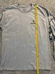 Browning Graphic L/S T Shirt Whitetail Flag Sport Gray 134420908 Mens Sz L NWT