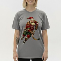 Vintage Santa Hockey T-Shirt North Pole Jersey Christmas Holiday Sports Sweater