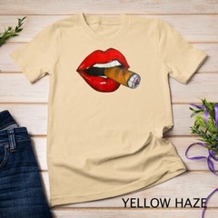Sexy Women Smoke Cuban Cigar Lit Red Lips Smoking Cigar T-Shirt Unisex T-shirt