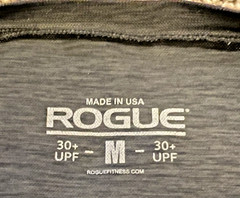 Rogue Fitness Shirt Mens Medium Black Elastic Stretch Short Sleeve Workout USED