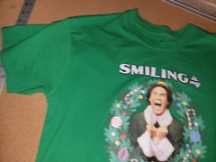 Elf – Smiling is my Favorite – Holiday Green Short Sleeved T-SHIRT Adult Large