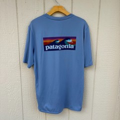 Patagonia RØ Sun Shirt Men’s Small Railroad Blue UPF Beach Surf Outdoor Summer