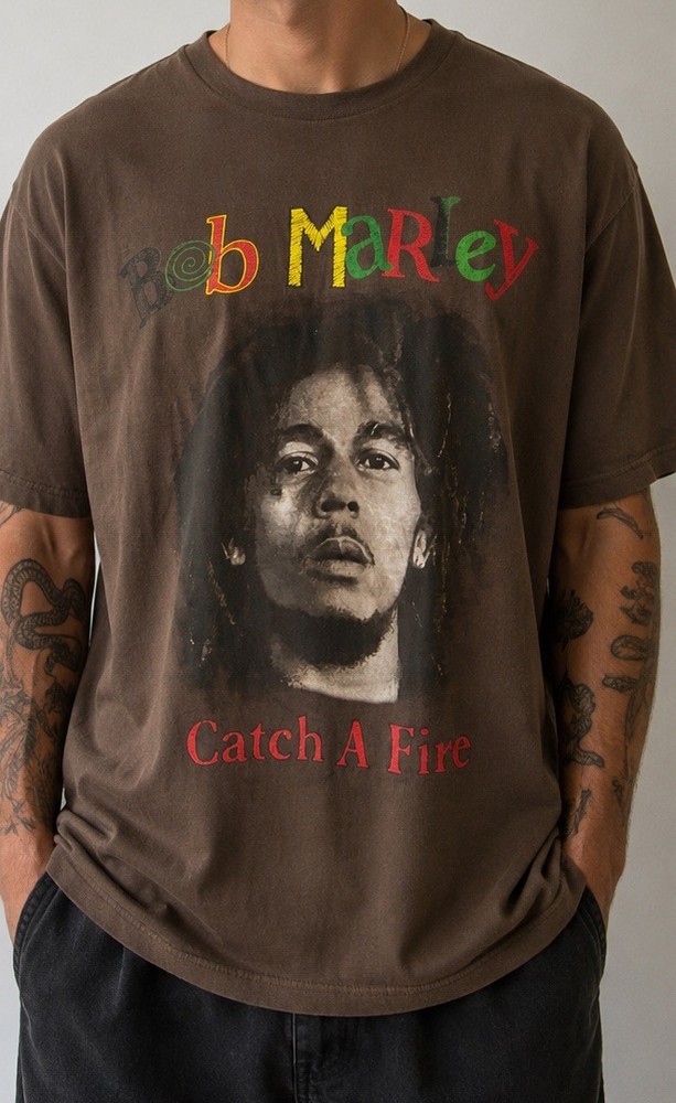 Bob Marley Catch A Fire T-Shirt XL Zion Rootswear Licensed Graphic Tee