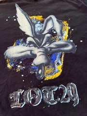 Vintage Lot 29 Luxe Wile E Coyote Shirt XL Black Yellow Looney Tunes Graphic