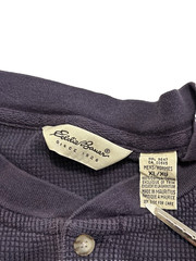 Eddie Bauer Men’s Vintage Waffle Knit Henley Long Sleeve Shirt Navy XL Heavy Wt