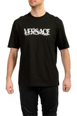 Versace Men’s Black Logo Print Crewneck Short Sleeve T-Shirt US 6XL IT 64