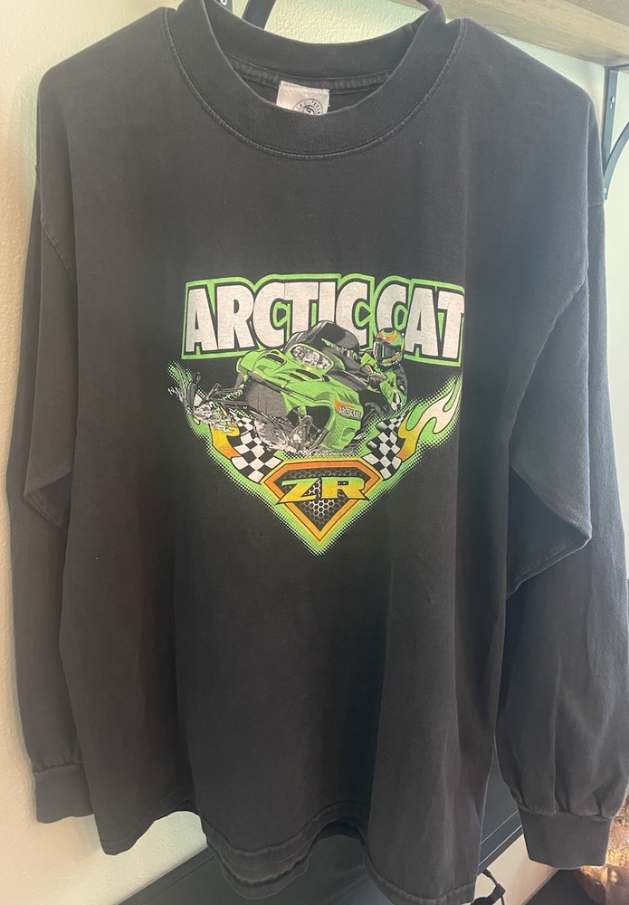Vintage Arctic Cat ZR Arcticwear Graphic Longsleeve Shirt Black Size Large