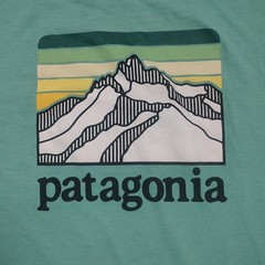 PATAGONIA Pocket Shirt Men S Blue Mountain Range Graphic Logo Outdoors Hiking
