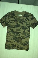 Mens S/S T-Shirt GREEN BLACK BROWN CAMOUFLAGE Crew Neck CAMO Size S 34-36