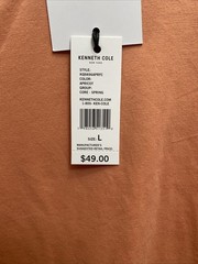 Kenneth Cole Shirt Mens Large Apricot Orange Short Sleeve Henley Tee T-shirt NWT