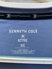 Kenneth Cole Active T Shirt 2XL Blue Short Sleeve Crew Neck Tee Slim Fit NWT