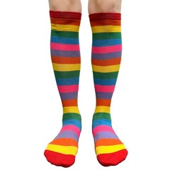 1 Pair Women Cotton Striped Activewear Knee-High Socks Tube Long Stretch