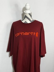 Carhartt Red Men 2XL Tshirt Original Fit Signature Logo Short Sleeve work Wear