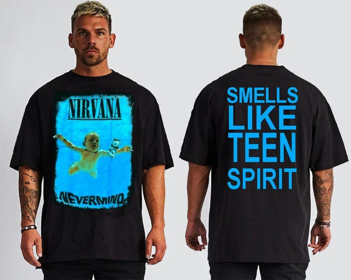 NIRVANA NEVERMIND GRUNGE FRONT AND BACK PRINT PUNK ROCK T SHIRTS MEN’S SIZES