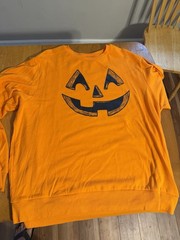VTG Mad Engine 2XL Orange Jack O Lantern Halloween Long Sleeve Shirt
