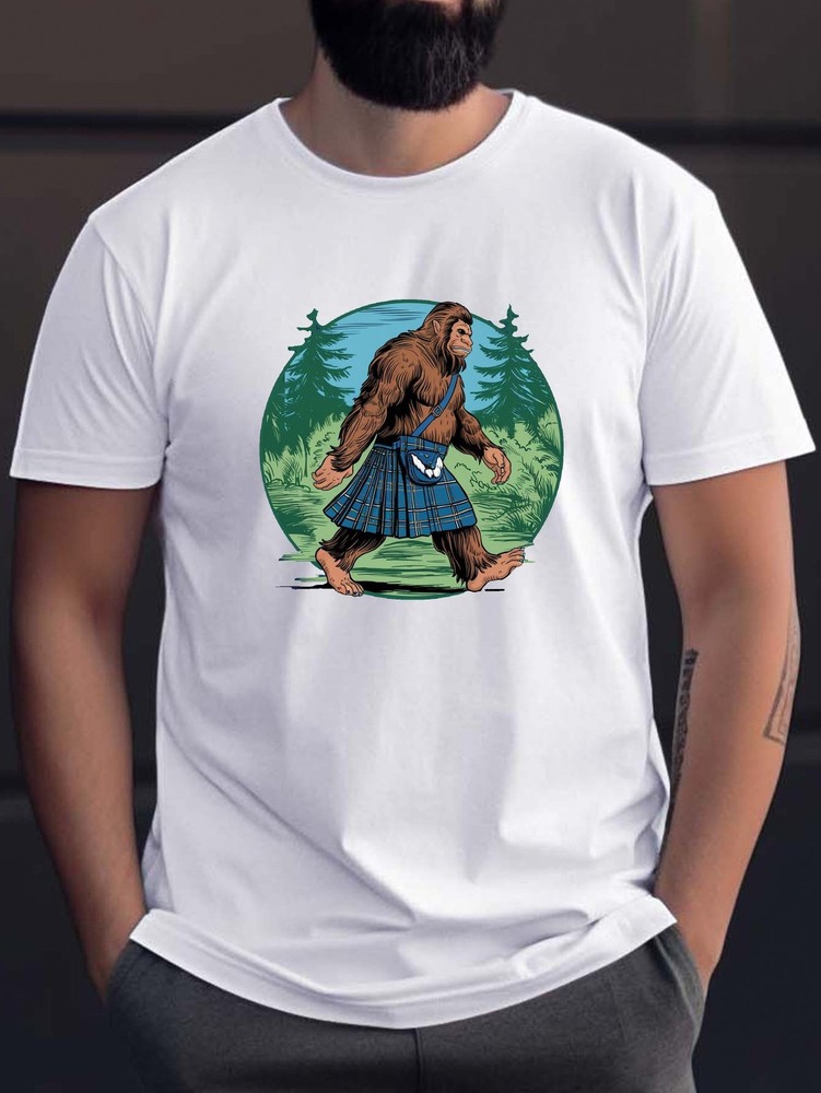 Casual T-Shirts Casual Short-Sleeve T-Shirts, Featuring a Sasquatch Kilt Graphic