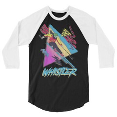 Retro Vintage Ski Whistler Skier Skiing Canada 3/4 sleeve raglan shirt