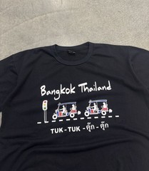 Men’s Bangkok Thailand Tuk-Tuk Graphic Print T-Shirt Black Cotton Jersey M