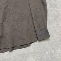 Uniqlo Shirt Mens XL Black Cotton Waffle-Knit Long Sleeve Henley Neck Casual