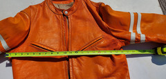Vtg Bates Leather Motorcycle Racing Jacket Harley Orange w Stripes 1960’s L Cafe
