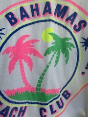 Vintage 80s Bahamas Beach Club Single Stitch T-Shirt Neon Palm Trees Large