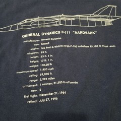 Vintage General Dynamics F-111 Aardvark Shirt Mens XXL Airplane USAF Military