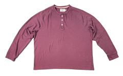 The Normal Brand Mens Shirt Size XXL Burgundy Puremeso 3 Button Henley L/S Logo
