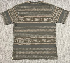Howler Bros Shirt Mens Medium Tribal Geometric Striped Pocket Tee Brown Gray