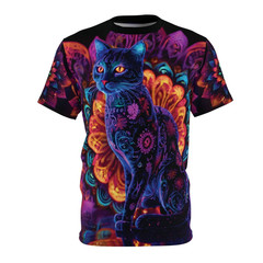 Retro Hippie Cat Unisex Cut & Sew Tee