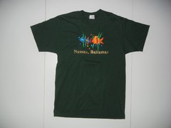 Vtg 90s NASSAU BAHAMAS Green Cotton COLORFUL FISH T-SHIRT Beach Surf Sz Men’s L