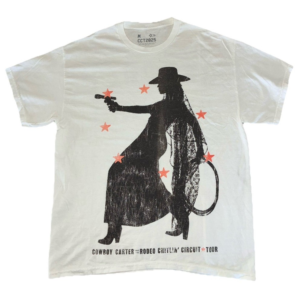 Beyonce Most Wanted Tee M White Cowboy Carter Tour 2025 Merch NEW *spots