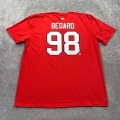 Fanatics Chicago Blackhawks Connor Bedard 98 Red NHL Hockey Jersey T Shirt 2XL