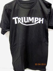New Genuine Triumph White Logo Black Short Sleeve Tee / T-Shirt *PICK SIZE #C191