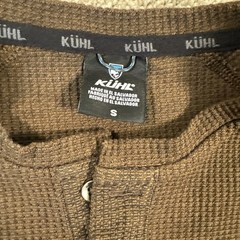 KUHL Konflikt Henley Shirt Mens Small Long Sleeve Brown Waffle Pullover