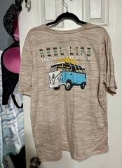 Reel Life Mens XL Fishing Shirt Short Sleeve Performance UPF Graphic Tee Sand