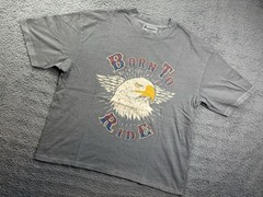 No Boundaries Shirt Mens Medium Gray Born To Ride Eagle Graphic Tee Oversized