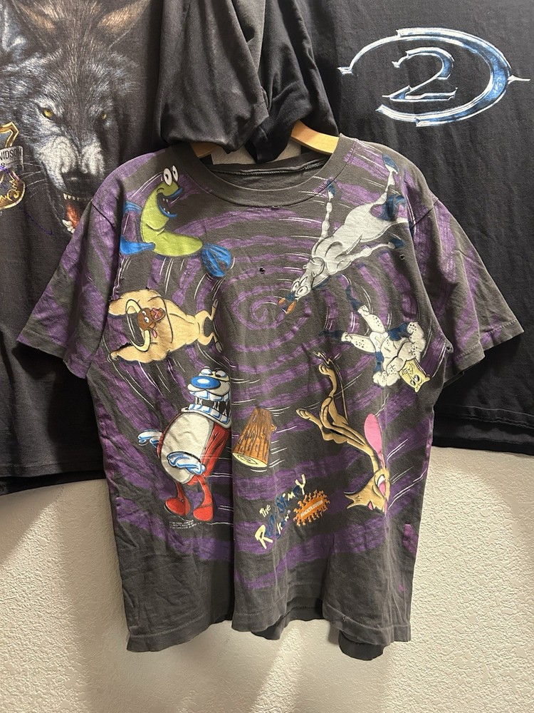 1994 Ren & Stimpy Hypnotic AOP Size L Changes Single Stitch