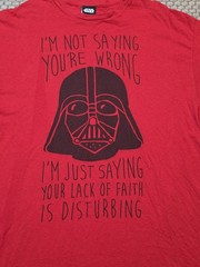 Fifth Sun Star Wars Darth Vader Your Lack of Faith is Disturbing T-shirt Large