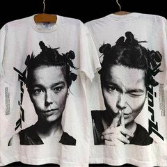 Bjork vintage white 2 sided t-shirt cotton short sleeve Unisex Tshirt