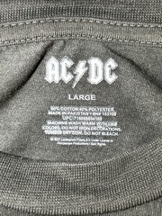AC/DC Graphic Long Sleeve Band Tee Rock Music Flame Design Pigment Wash Gray L