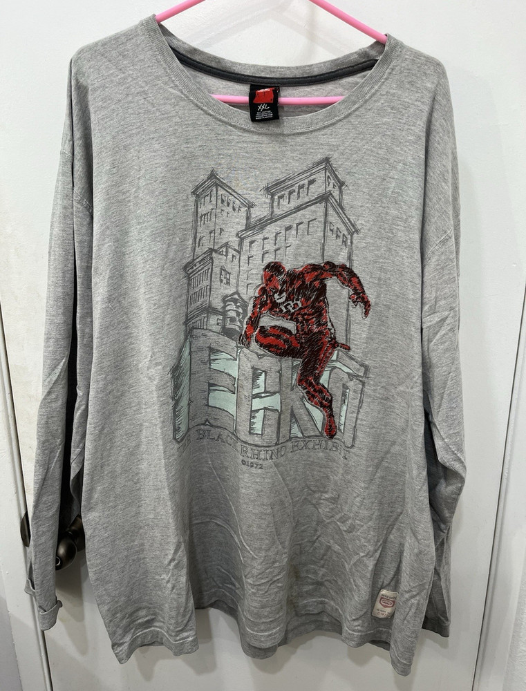 Y2K Ecko Unltd. DareDevil Marvel Black Rhino Men’s Gray Long Sleeve Shirt XXL