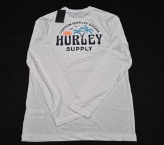 Hurley Mens Double Palm LS Polyester Summer Sunshirt White SZ Medium