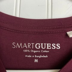 Guess Men Short Sleeve T-Shirt Gold Burgundy Crewneck Logo Triangle Size M