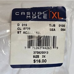 Harbor Bay White T-shirt V-Neck Lot of 6 (3x 2-packs) Size 3X Casual Male XL/DXL