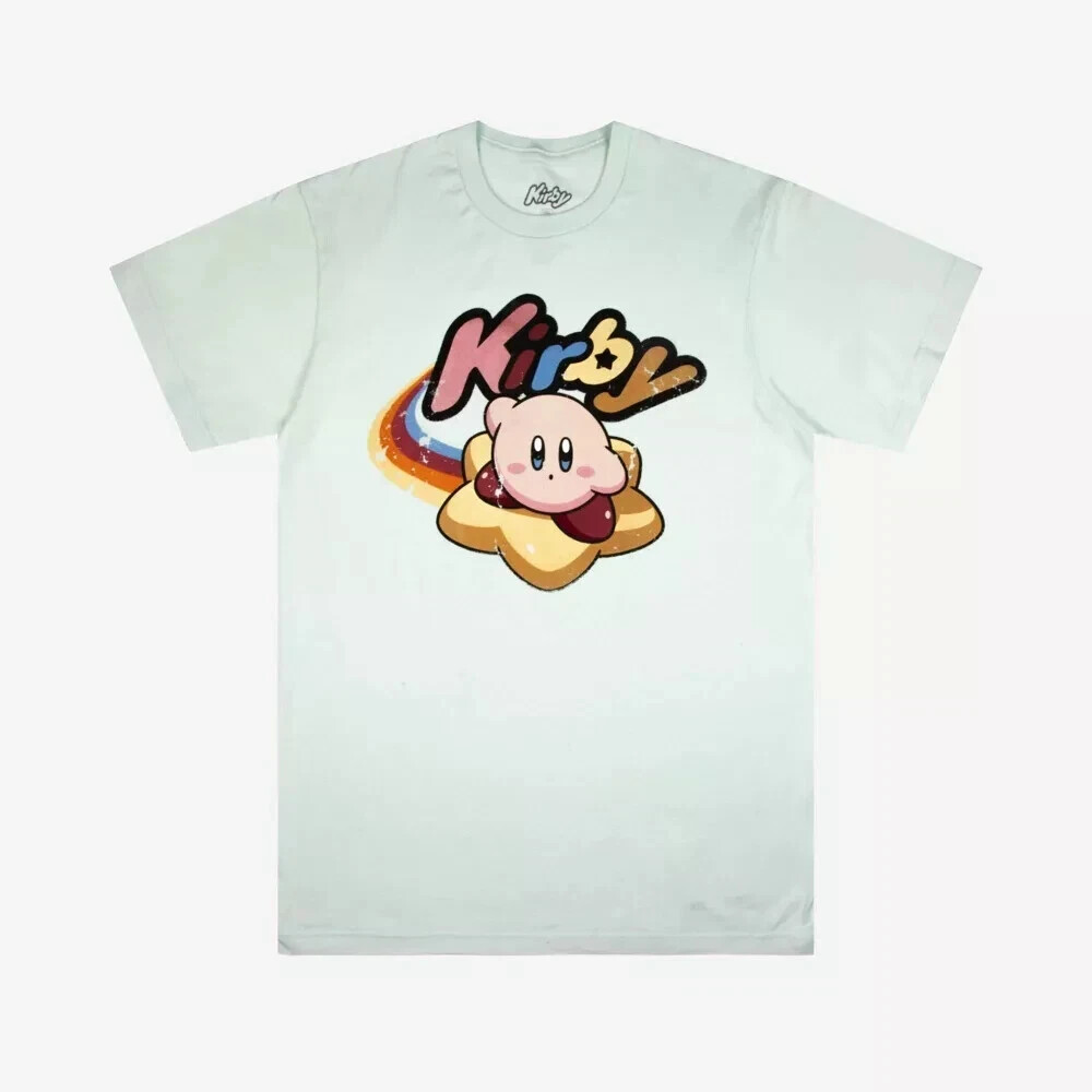 Nintendo Kirby Mens Kirby Rainbow Star Graphic Celadon Shirt NWT Small