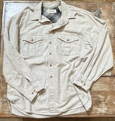 Vtg 90s Eddie Bauer-Oatmeal Chamois Brushed Flannel Button Shirt-Button 2 XXL-T